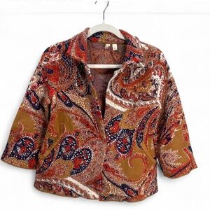 Moth by Anthropologie Paisley Intarsia Knit Blazer Cardigan - Size XS Coatigan